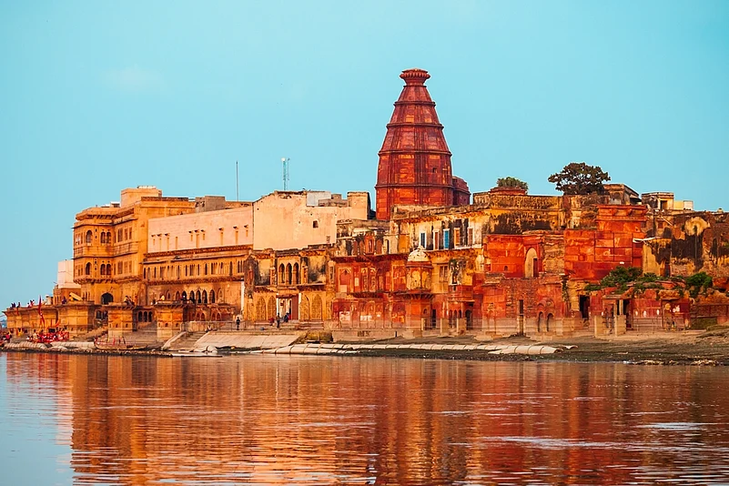 Krishna Temple at the Keshi Ghat on Yamuna river in Vrindavan